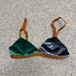 Green and Grey Velvet Bralette